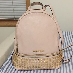 MICHAEL KORS backpack, rosy🌹 with gold studs.